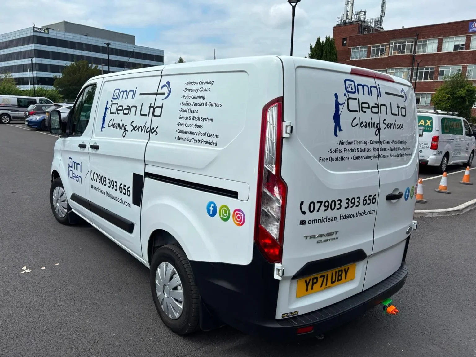 Omni Clean Ltd Transit van listing window, gutter and roof cleaning services